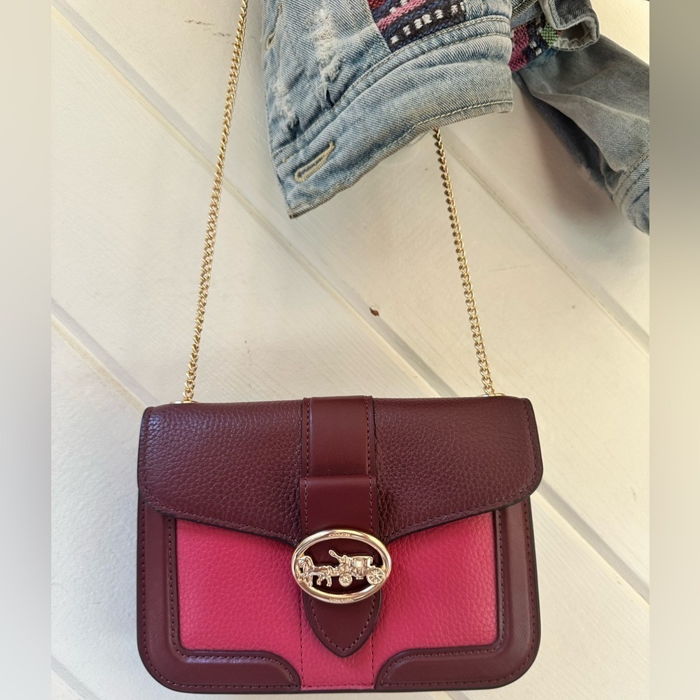 COACH NWOT Georgie Crossbody Oxblood & Wine Leather Mini Clutch Bag 7287 - Picture 17 of 17